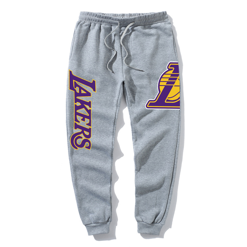2024 Autumn and Winter Fleece-Lined Sweatpants Basketball Pants Winter Sweatpants Lakers Sports Pants Trendy Fitness Pants Zku