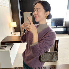秀熙熙2025秋季新款黑标宽松长袖V领针织衫上衣羊毛毛衣女25398