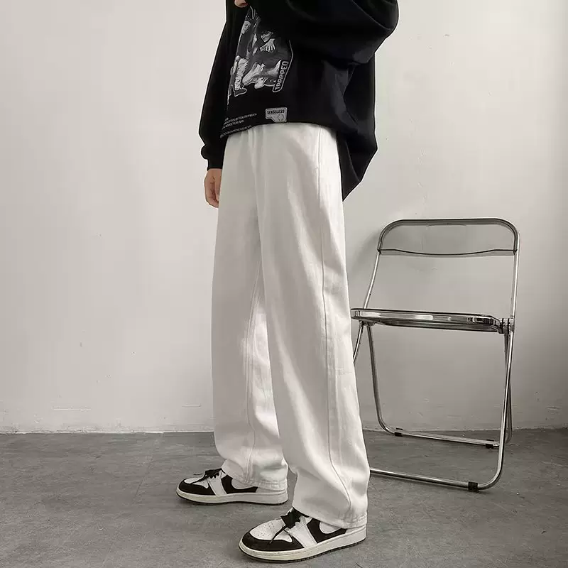 牛仔裤男2022夏季新款宽松直筒休闲九分裤坠感阔腿裤子男拖地裤潮