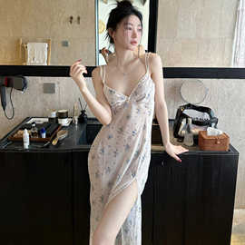 法式高级碎花吊带睡衣女夏款2025新款甜美睡裙家居服长裙连衣裙子