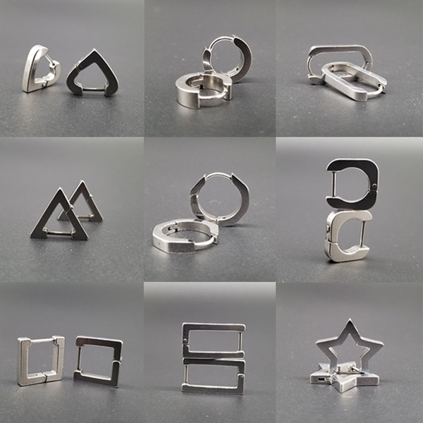geometric fashionable universal earrings stainless steel for men and…