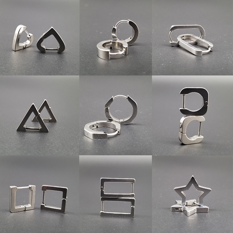 geometric fashionable universal earrings stainless steel for men and…