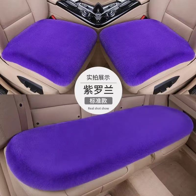 Five-piece set of winter-proof, faux rabbit fur car seat cushions, designed to keep you warm, with a non-shedding, universal fit for all car seats
