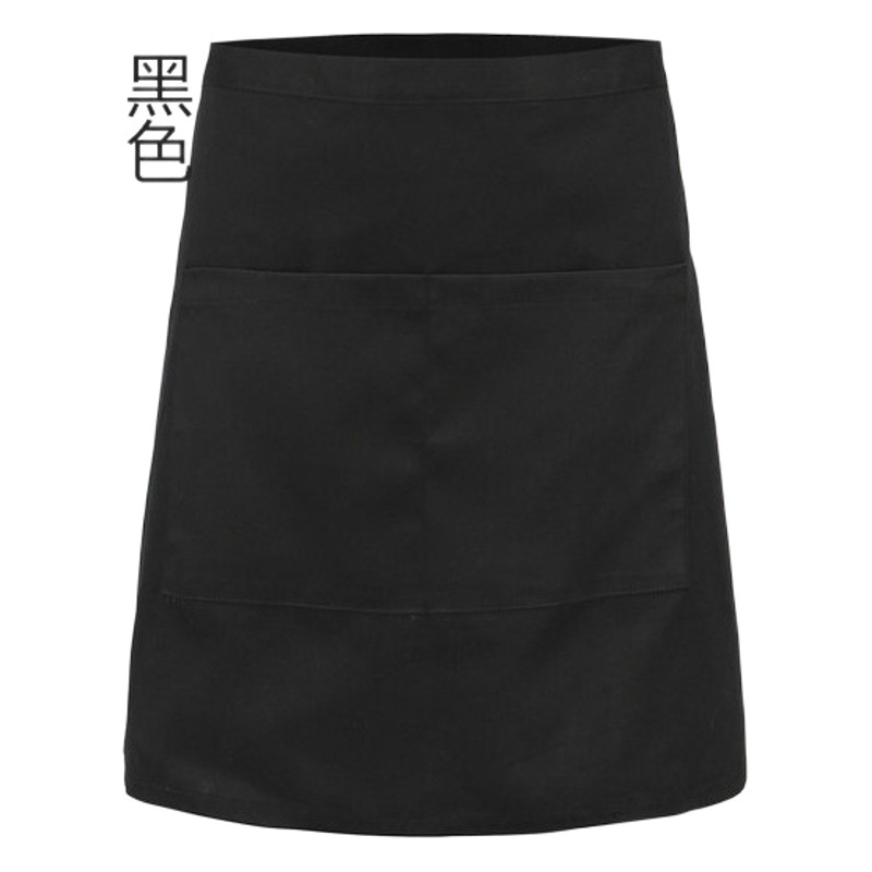 Delantal de barbacoa, camarero, mono de media longitud, material grueso, delantal largo, delantal negro, camarero, cintura corta, mujer