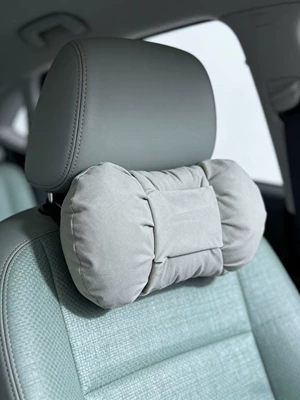 Car Headrest and Lumbar Support, Headrest - a-qiyu-gray-bubble-suede-headrest
