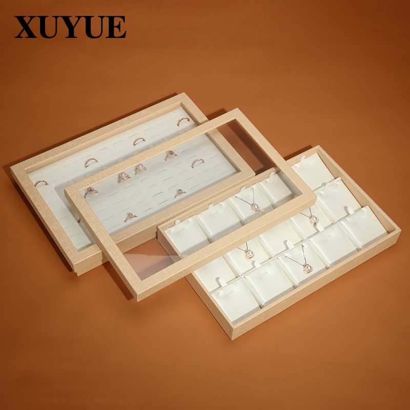 Jewelry tray with cover light yellow ring pendant jewelry tray storage jewelry display tray manufacturer wholesale