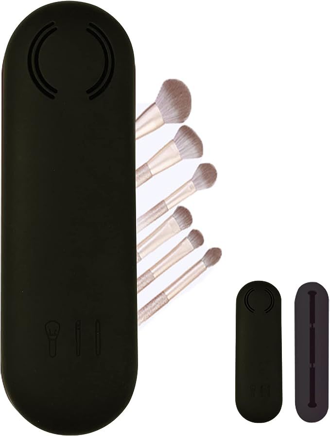 Amazon nuevo cepillo de maquillaje bolsa de almacenamiento de silicona viaje portátil a prueba de polvo de succión magnética bolsa de almacenamiento de herramientas de belleza