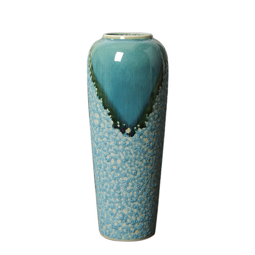 Handmade vase thin tall radish Jingdezhen ceramic blue and white vase home furnishings model room gold edge flower ware 35CM