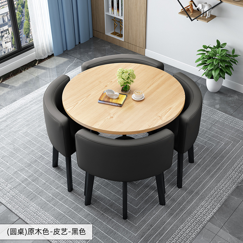 Simple Recepción y negociación pequeña mesa redonda mesa de recepción negociación reunión mesa de invitados y silla traje Oficina área de descanso mesa y silla combinación