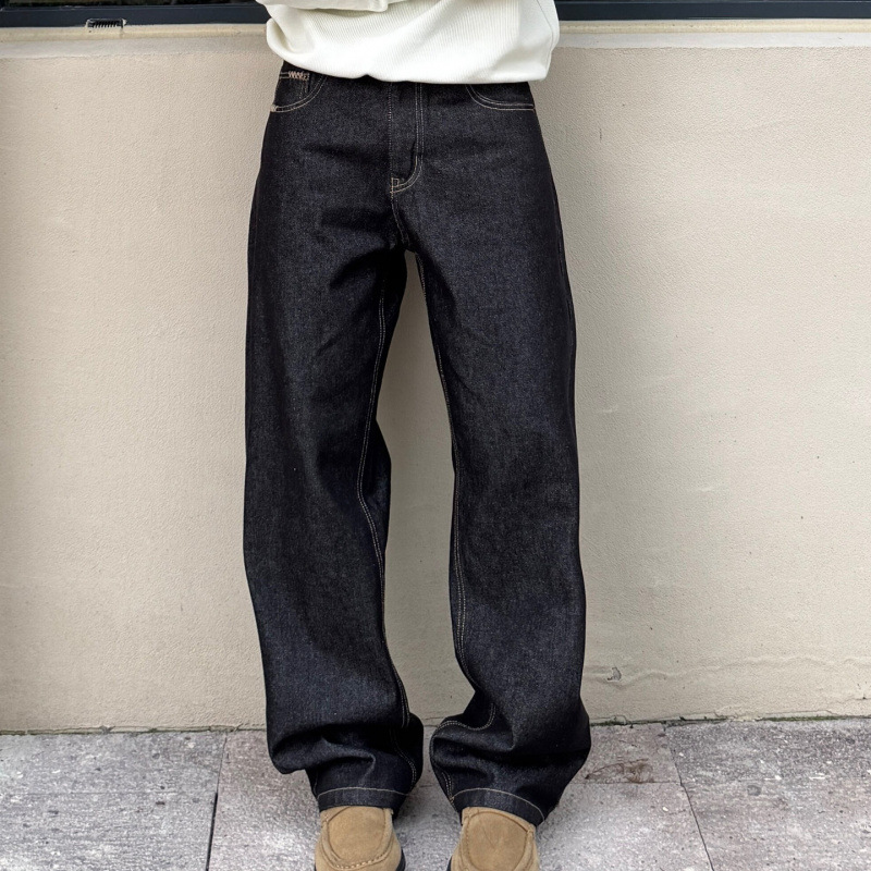 Auticup American Retro Hand-Sewn Needle Non-Fading Raw Cow Jeans Slimming Look Loose 13.5 oz Straight Pants Auticup American Retro Hand-Sewn Needle Non-Fading Raw Cow Jeans Slimming Look Loose 13.5 oz Straight Pants