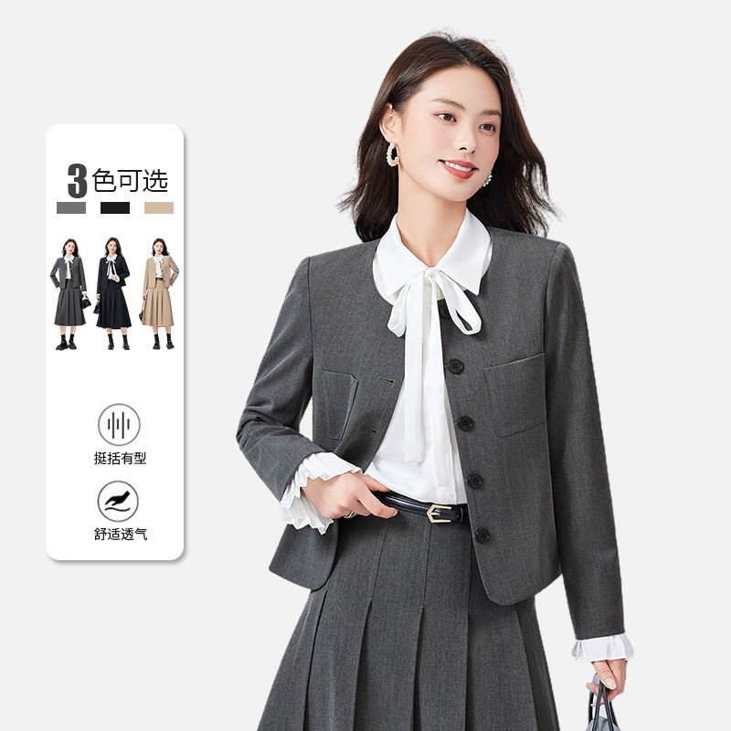College Style Short Elegant Suit Pleated Skirt suit Women Autumn and Winter New Professional Commuter Small Suit
