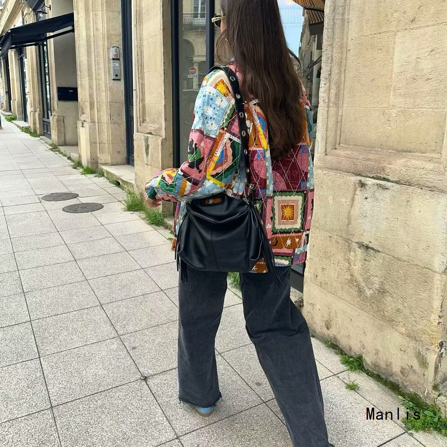 欧美外贸秋冬新款女装棒球领印花夹棉外套宽松休闲百搭棉服上衣