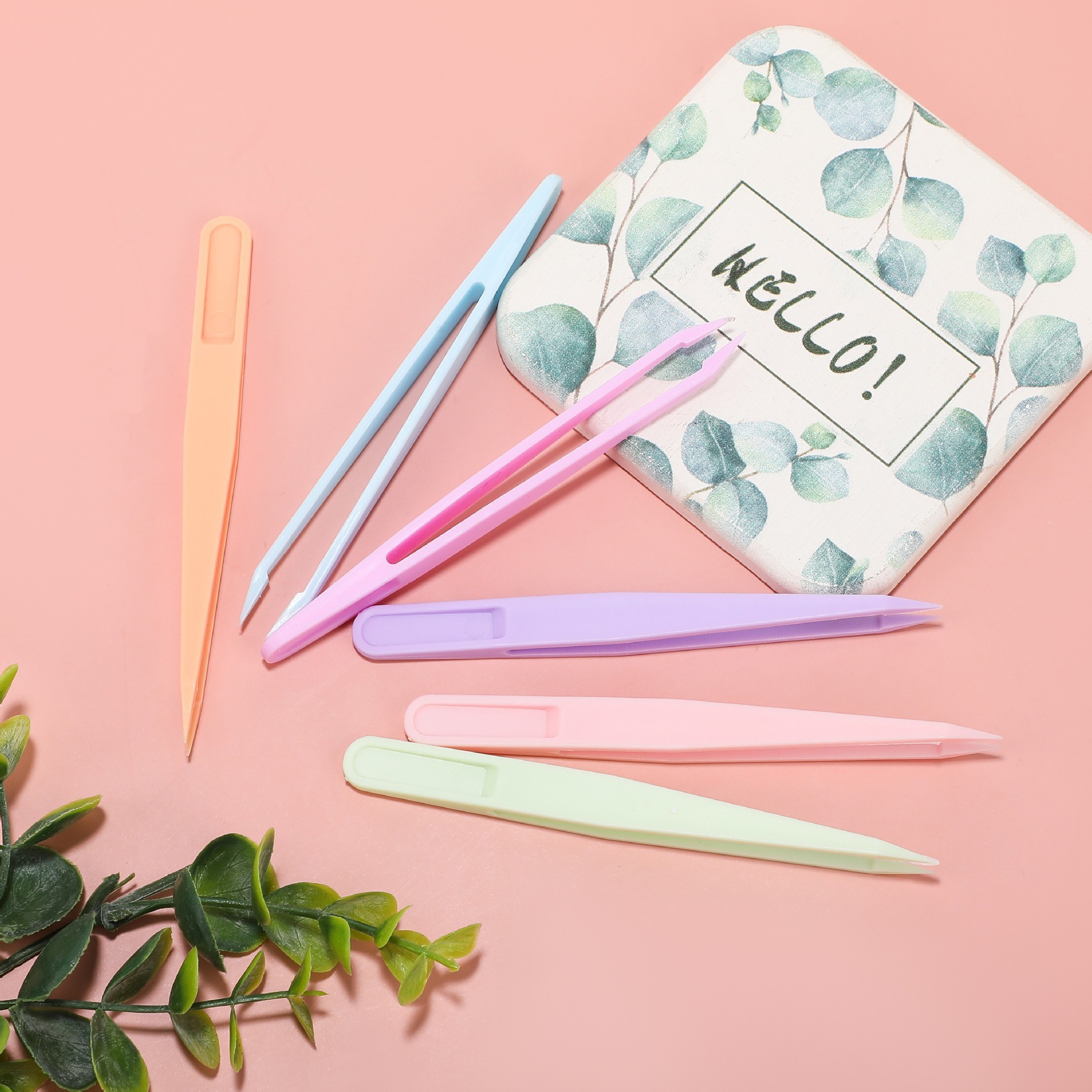 马卡龙手账彩色咕卡镊子 手工diy美甲贴纸学生聂子尖头咕卡塑料夹