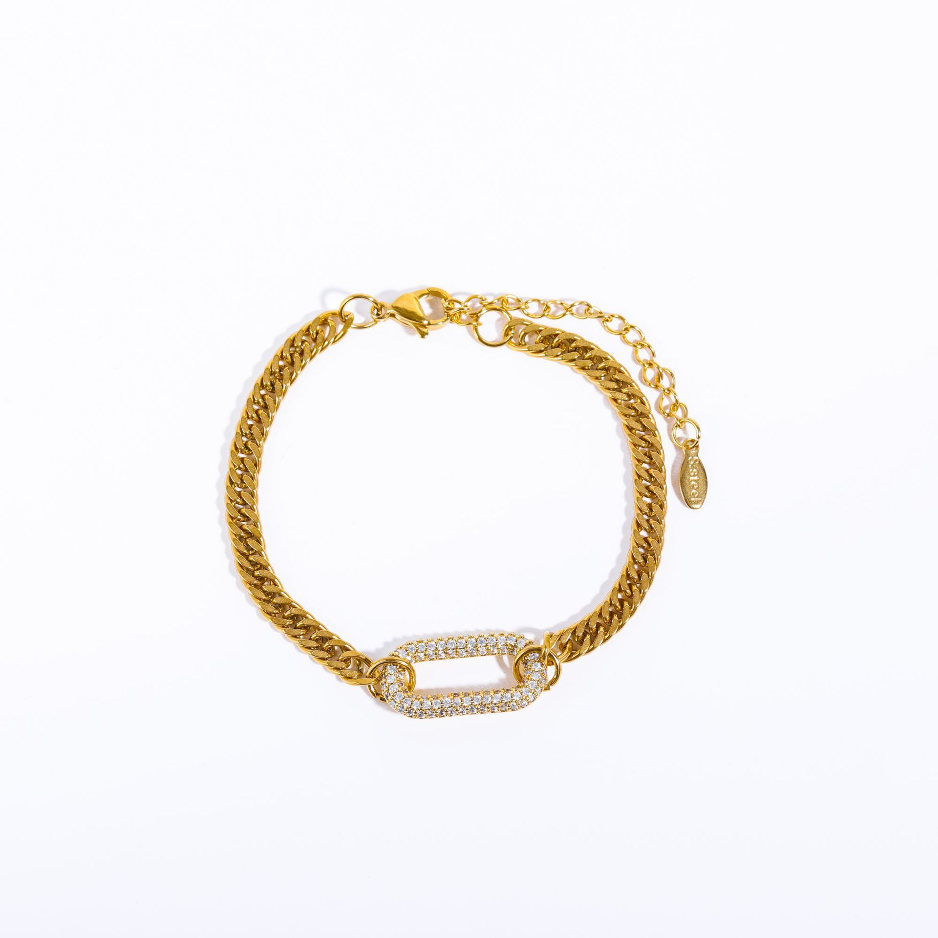 Fashion Round Titanium Steel Plating Rhinestones Necklace 1 Piece