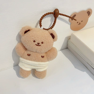 Bear Electric Car Key Protective: Electric vehicle key cover shell - little-bear-doll-key-pendant