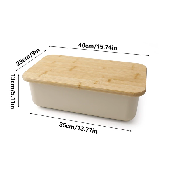 Rectangular bread box (bamboo lid)