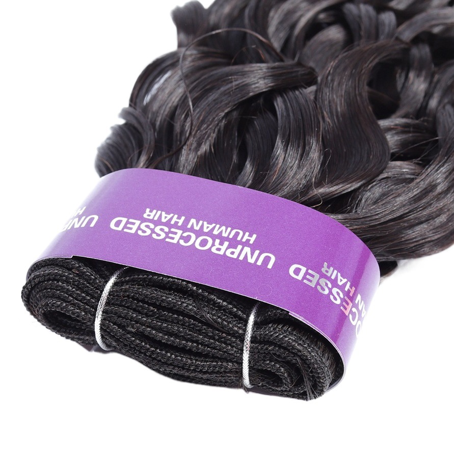 Fibra de vidrio cabello humano real Peluca europea y americana pelo cortina paquete agua onda cabello humano liso cabello humano