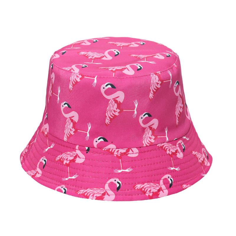 Frau Mode Flamingo Nähen Flache Traufen Bucket Hat display picture 6