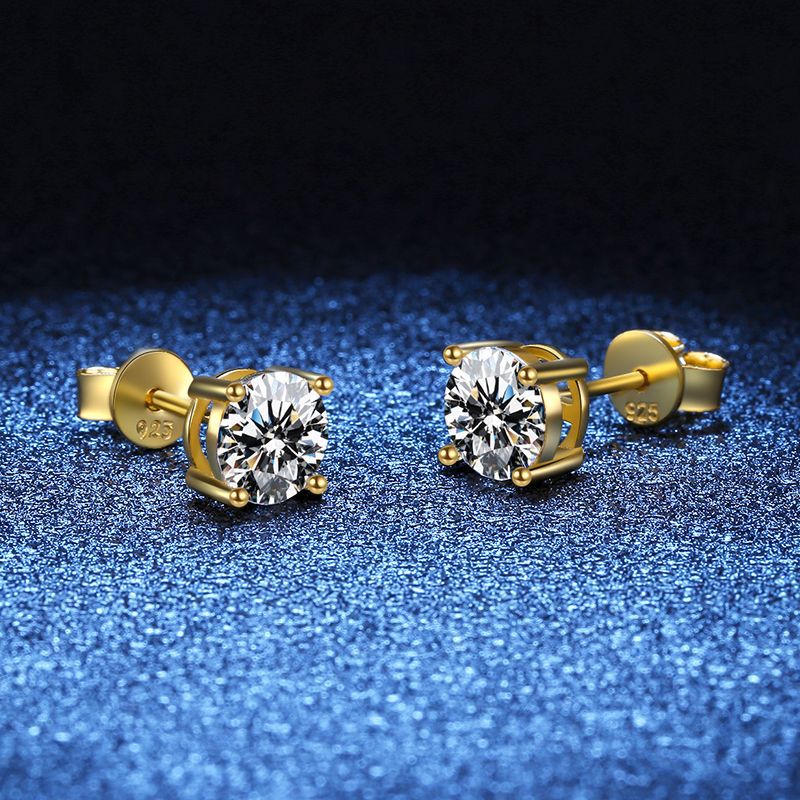 Geometric Pattern 1 Pair Sterling Silver Moissanite Geometric Ear Studs