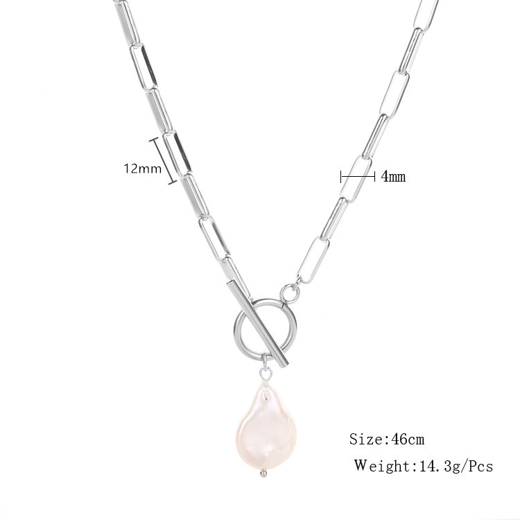 Lady Water Droplets Stainless Steel Freshwater Pearl Plating Pendant Necklace display picture 1