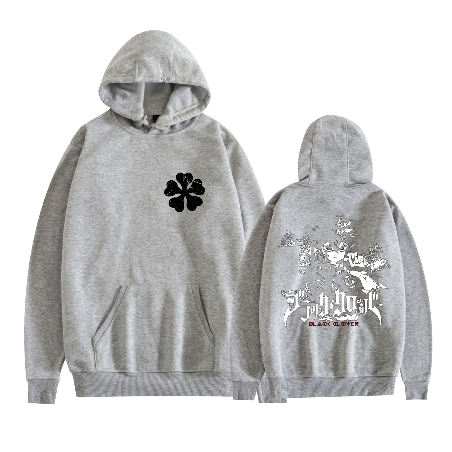 Trébol de cuatro hojas negro nuevo transfronterizo Black Clover animación periféricos hombres y mujeres suéter con capucha suelto casual