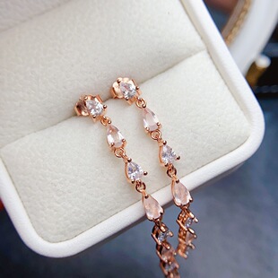 Factory wholesale explosions natural morganite earrings S925 silver inlaid main stone 3*5 selling Europe and the United States a generation of hair