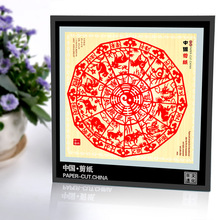 中国风热卖现货批发蔚县剪纸镜框摆件福字剪纸工艺品可定制摆件