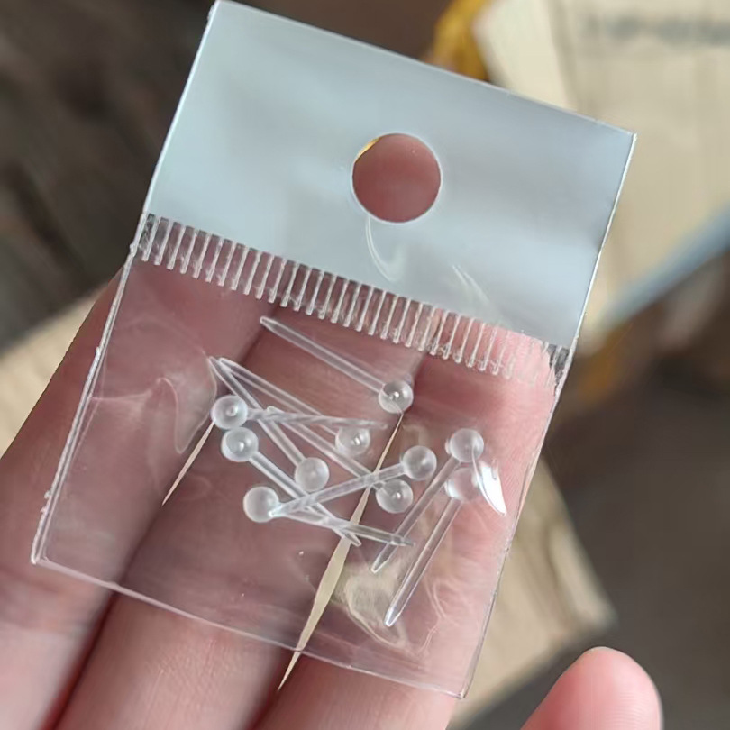 1 Pack of 10 Resin Ear Studs Wholesale Ear Sticks in a Bag Transparent Invisible Ear Pins Ear Rods Ear Accessories