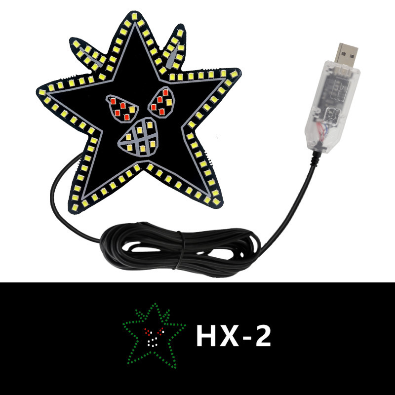 跨境汽车LED车窗霓虹灯五角星爱心装饰三角窗USB免接线氛围灯|undefined