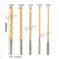 Multifunctional Overlord drill hexagonal handle drill bit tile glass stone red brick hole opener drill bit 5-piece set Overlord drill
