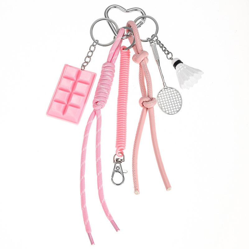クロスボーダーキーホルダー miu チョコレートバドミントンペンダントハイエンドニッチ織ロープクリエイティブペンダント|undefined