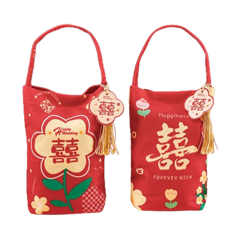 新型結婚喜糖袋中国式喜糖箱結婚式高級感お土産袋婚約無料折りたたみ喜糖袋|undefined