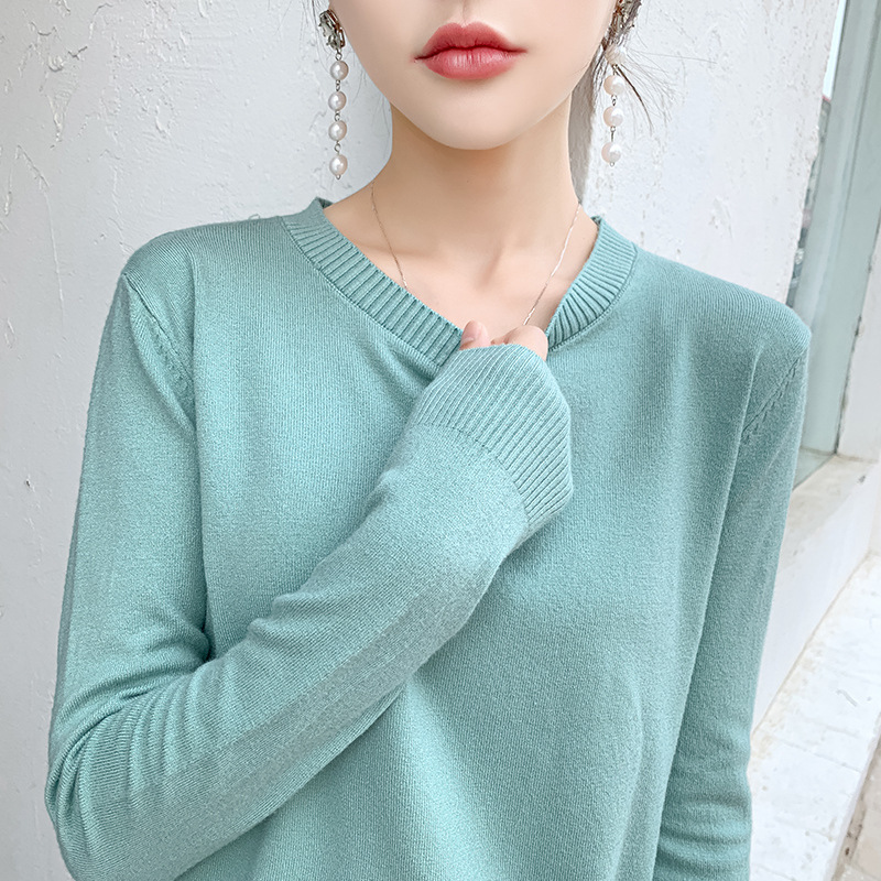 2023 Basic Pullover Top Autumn and Winter Slim-fit Solid Color Base Knitted Sweater Women's Sweater Knitted Top for Women