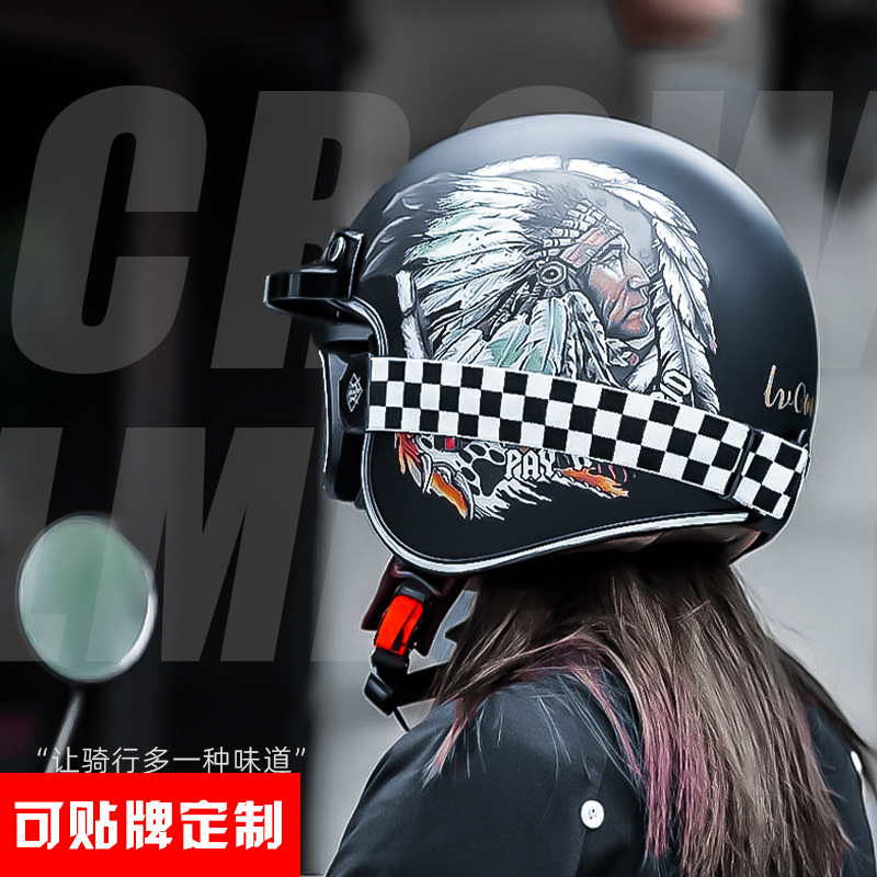 OEM tres cuartos de casco personalizado fábrica 3C certificado retro medio casco motocicleta motocicleta casco de seguridad
