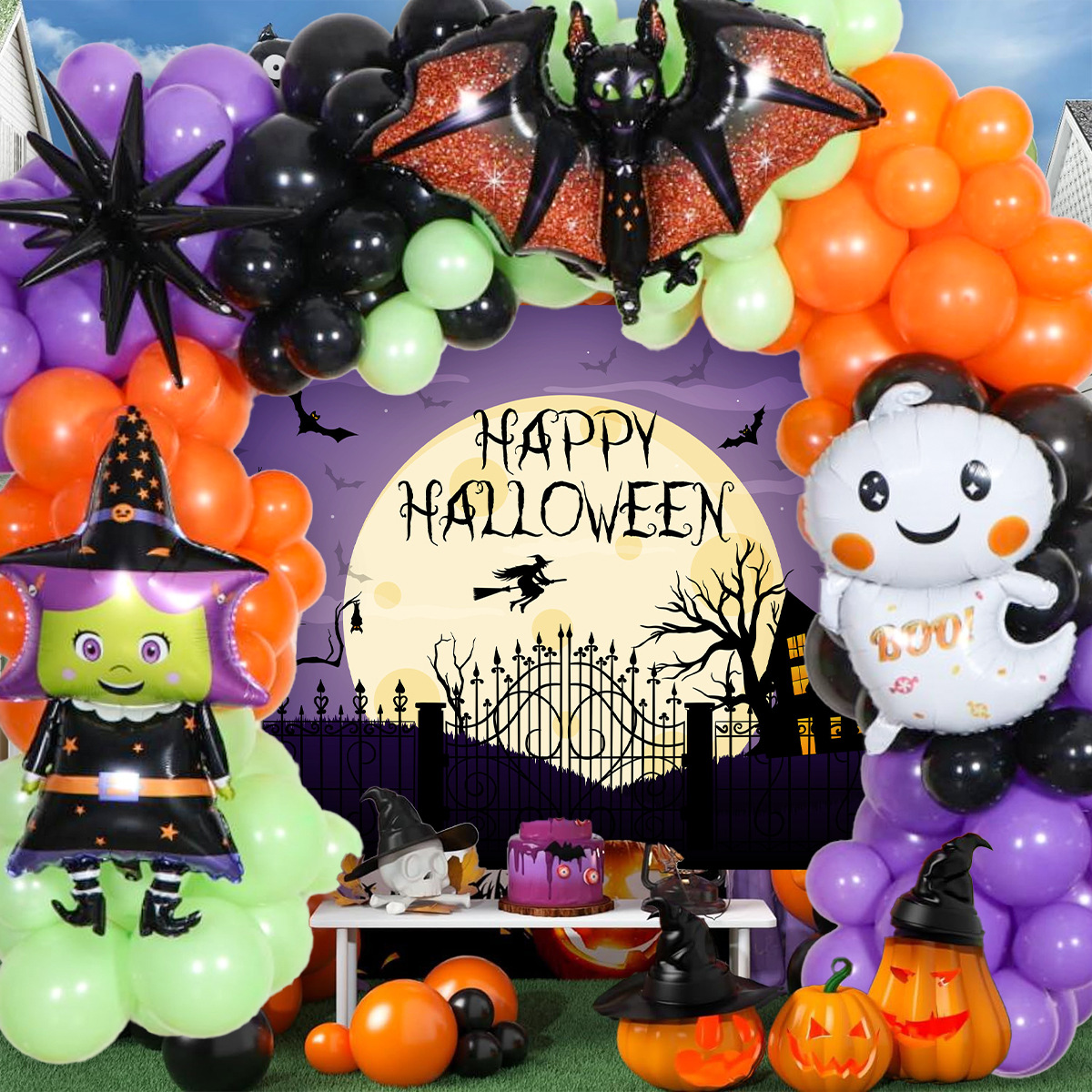 Halloween ghost festival mall ktv decoration layout pumpkin bat…