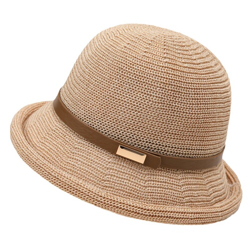 Linen Hat for Women Summer Sun Protection Thin Model Mother Hat Round Top Fisherman Hat Fashion Versatile Sunshade Beach Small Gift Hat