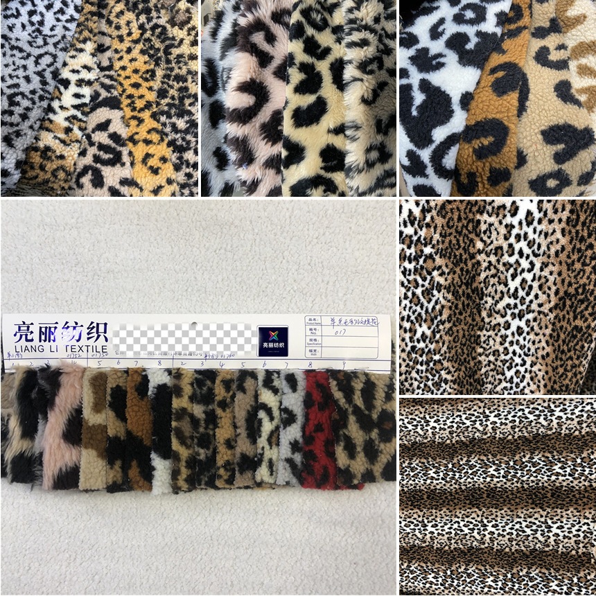 Cordero Jacquard colorido tamaño de leopardo anillo Jacquard estampado de leopardo cordero otoño invierno ropa de cachemira tela de juguete
