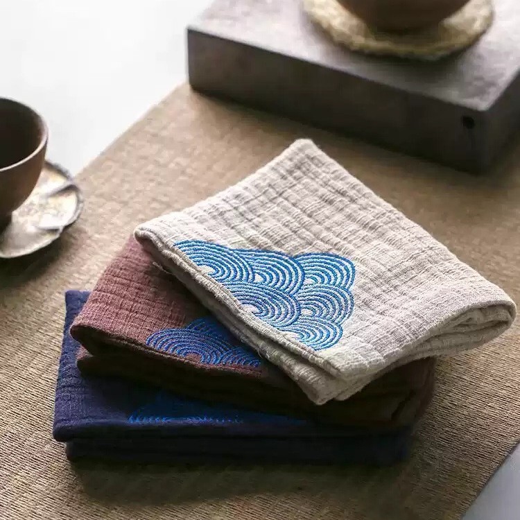 Thickened cotton-linen tea towel, absorbent cleaning cloth, Zen-style tea towel, tea table maintenance towel, tea room dry tea mat