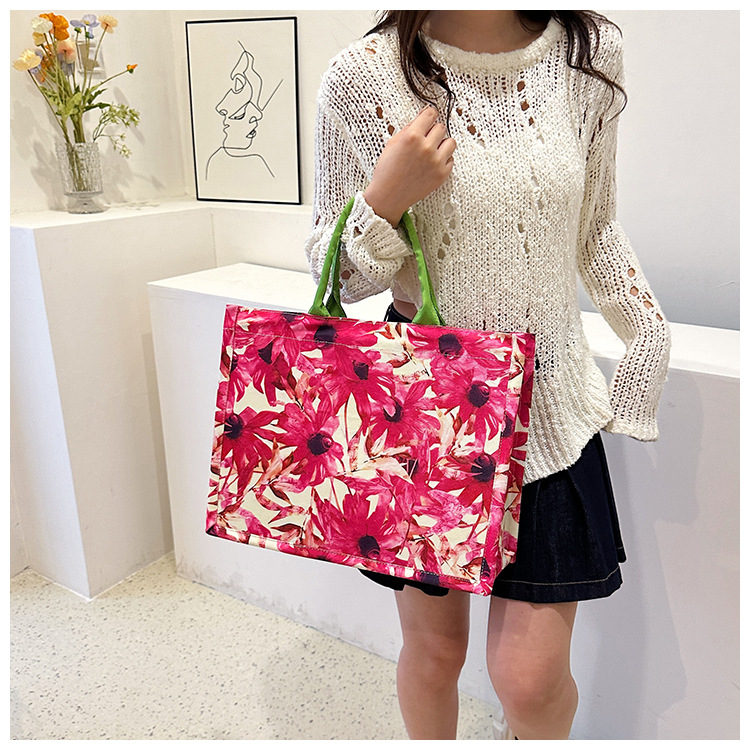 Women's Large Canvas Flower Vintage Style Zipper Tote Bag display picture 19