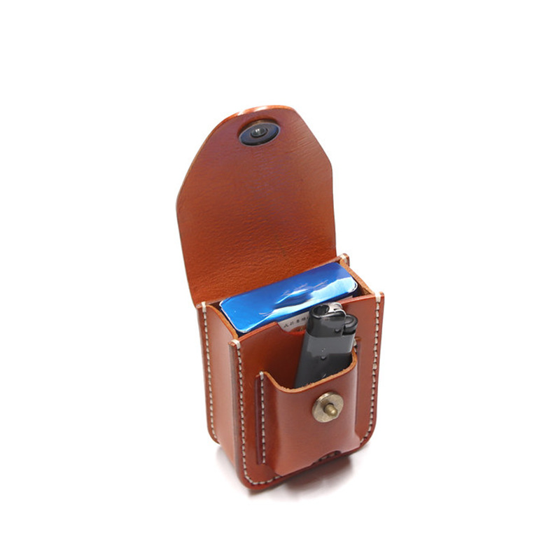 欧美复古风pu皮革香烟打火机一体收纳盒便携可穿挂皮带挂腰烟盒