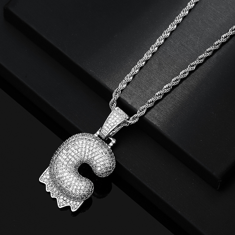 Cross-border hip hop burbuja colgante 26 letras nombre personalizado nicho accesorios de personalidad de zircon para hombres