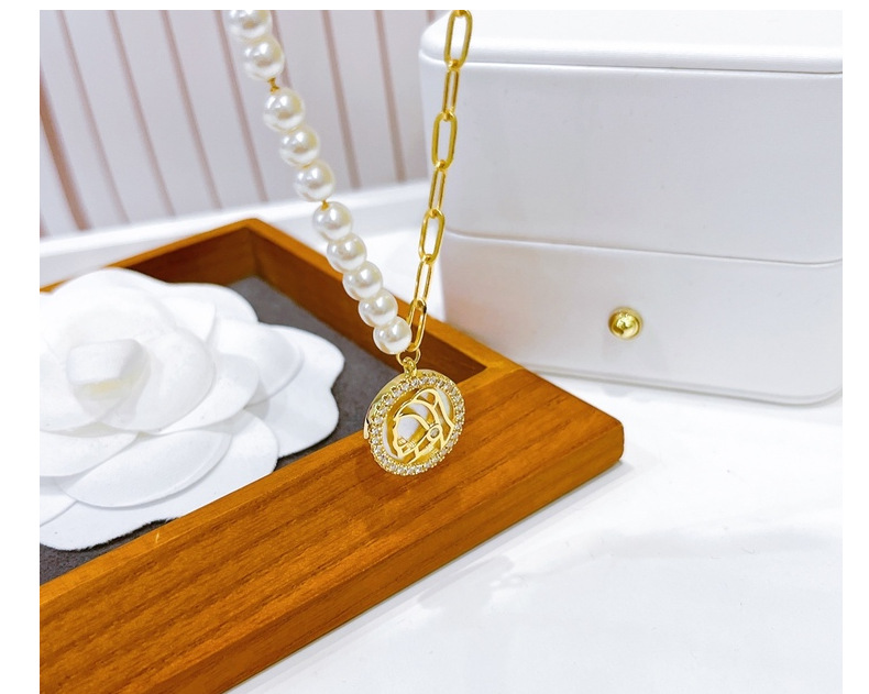 1 Piece Simple Style Geometric Artificial Pearl Patchwork Plating Womenu0027S Pendant Necklace