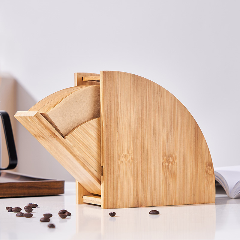 Hand-washed coffee solid wood filter paper storage rack coffee filter paper storage box wooden dust-proof fan-shaped wooden bracket wholesale Hand-washed coffee solid wood filter paper storage rack coffee filter paper storage box wooden dust-proof fan-shaped wooden bracket wholesale