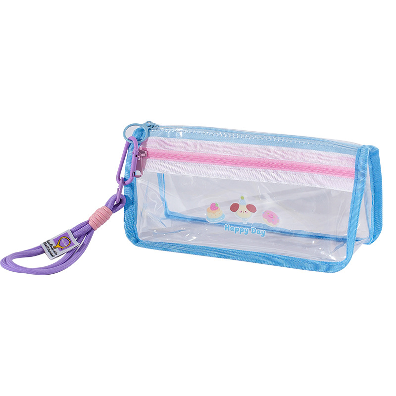 Bolsa de lápices transparente de color de contraste infantil especial para examen de ingreso a la escuela secundaria de gran capacidad bolsa de papelería de examen de ingreso a la universidad caja de lápices simple de alto valor