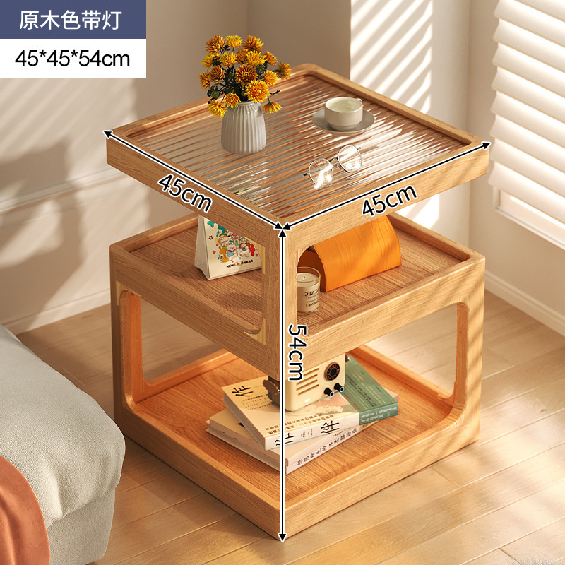 Alternativa a la mesita de noche de madera maciza, armario de almacenamiento de dormitorio doméstico pequeño simple y moderno, estante de borde de cama creativo con luz