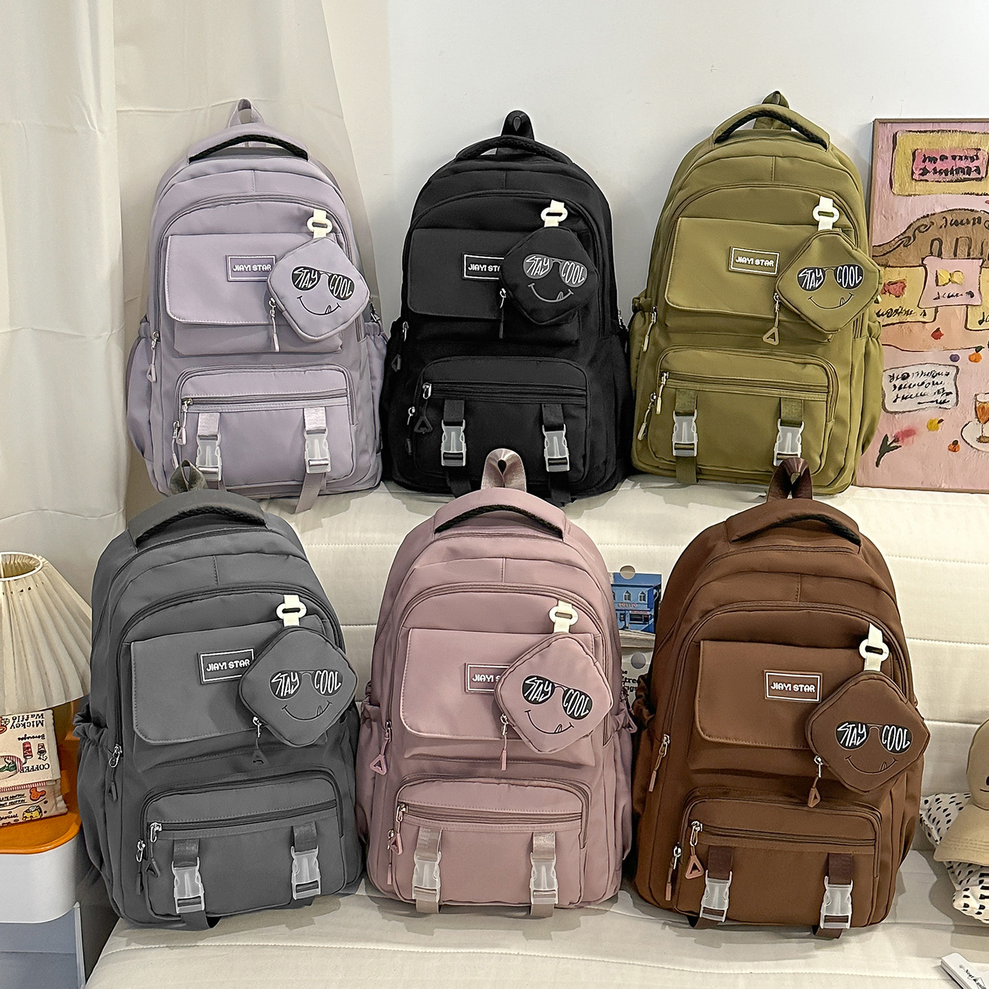 Mochila de alto valor visual de gran capacidad multicapa para reducir la carga de la espalda de la escuela secundaria, mochila para estudiantes de secundaria, mochila para computadoras de viaje