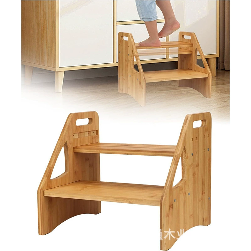 Бамбуковый двухуровневый ступенчатый стул Домашний подъем лестничный стул Детская ванная комната раковина лестничный стул Детская туалетные табуретка