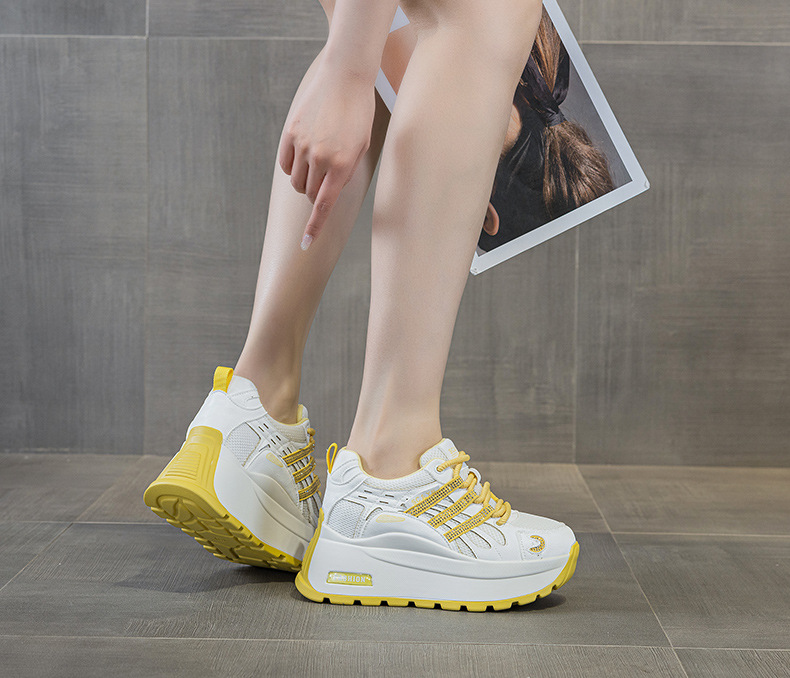 Giày sneaker nữ đế dày tăng chiều cao lưới thoáng khí mùa hè — Tím 5039, Trắng 5039, Vàng 5039 chi tiết 24