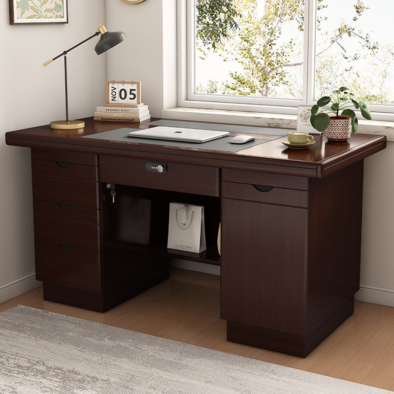 Office desk and chair set, home writing desk, computer desk, single-person desk with drawers and lock