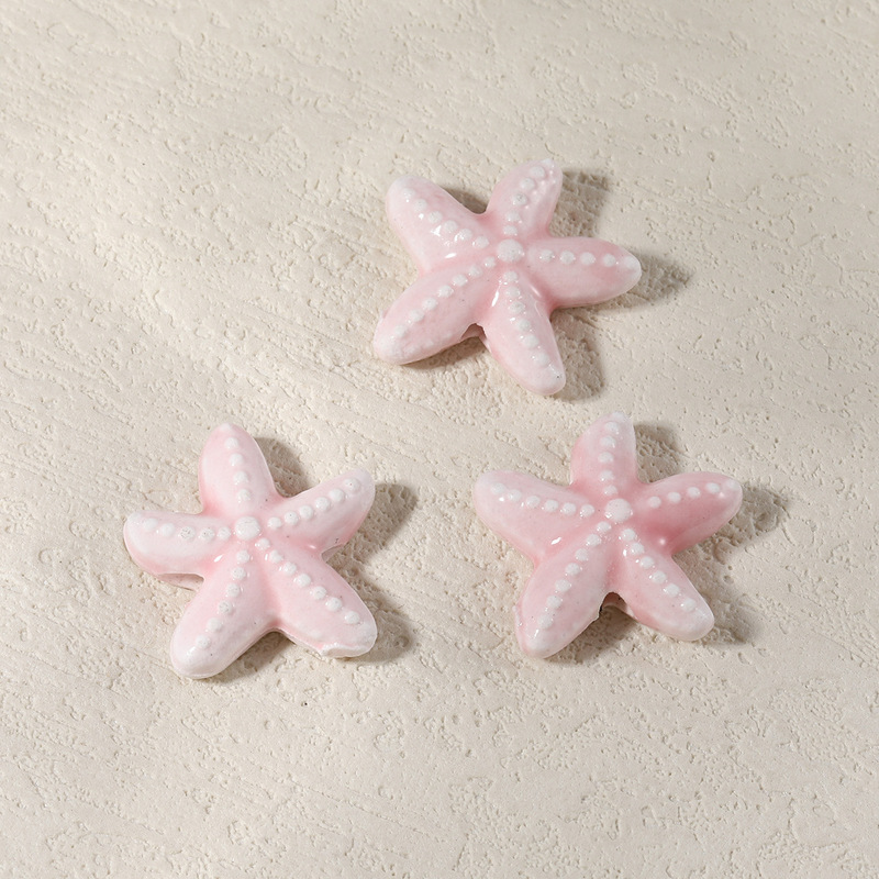 海星陶瓷珠手绘珠穿孔海星散珠 手工diy手链项链挂饰串珠饰品配件|undefined